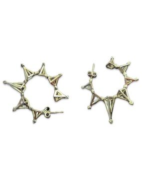 Geometric Gold Tone Hoop Earrings Abstract Triangle Hoop Earrings